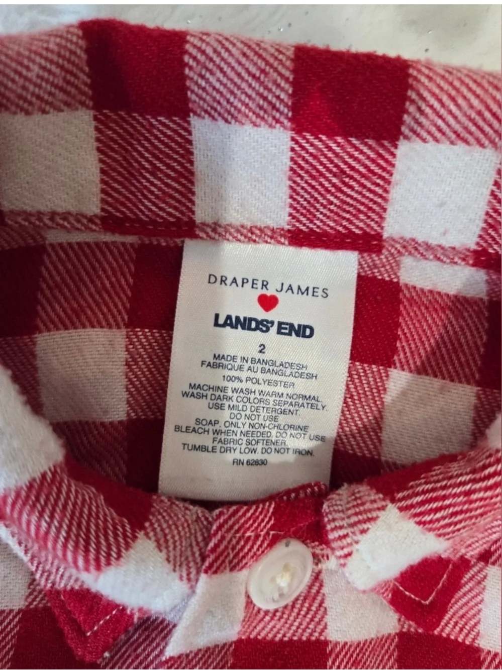 Draper James Red & White gingham check Pajama Set - Cozy Flannel